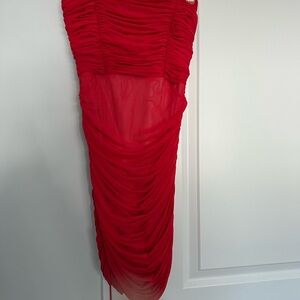 Chic Red Ruched Dress